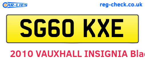 SG60KXE are the vehicle registration plates.