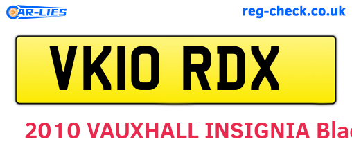 VK10RDX are the vehicle registration plates.
