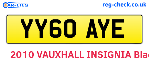 YY60AYE are the vehicle registration plates.