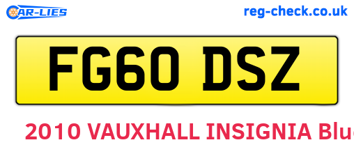 FG60DSZ are the vehicle registration plates.