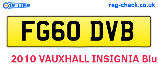 FG60DVB are the vehicle registration plates.