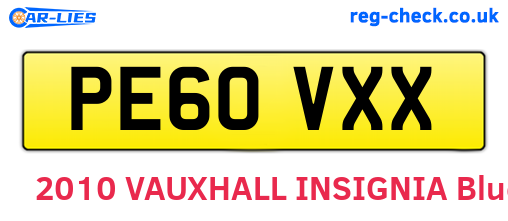 PE60VXX are the vehicle registration plates.