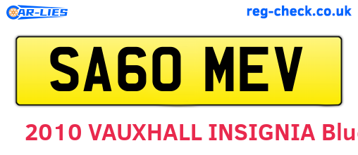 SA60MEV are the vehicle registration plates.