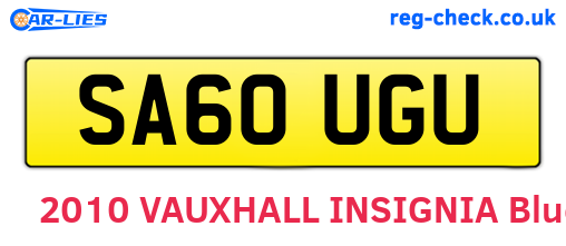 SA60UGU are the vehicle registration plates.