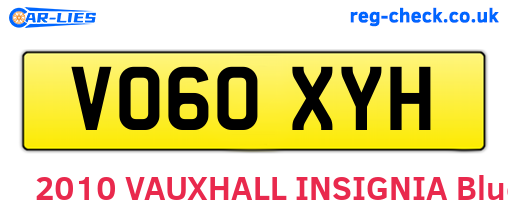 VO60XYH are the vehicle registration plates.