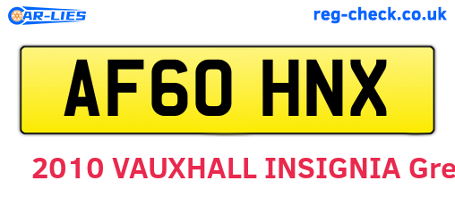 AF60HNX are the vehicle registration plates.