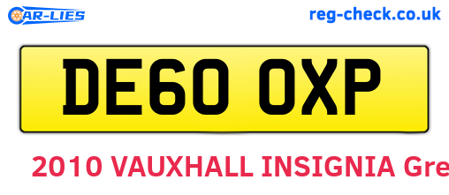DE60OXP are the vehicle registration plates.