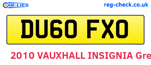 DU60FXO are the vehicle registration plates.