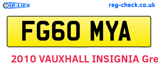 FG60MYA are the vehicle registration plates.