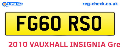 FG60RSO are the vehicle registration plates.