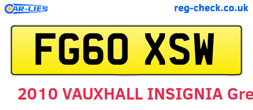 FG60XSW are the vehicle registration plates.