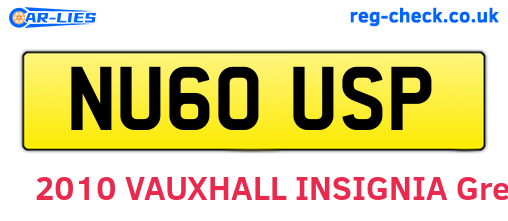 NU60USP are the vehicle registration plates.
