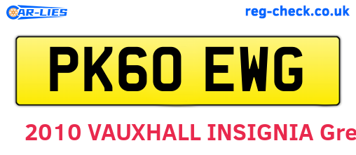 PK60EWG are the vehicle registration plates.