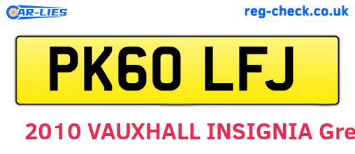 PK60LFJ are the vehicle registration plates.