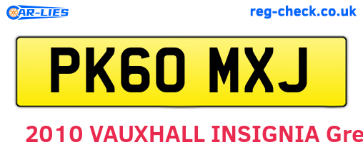 PK60MXJ are the vehicle registration plates.