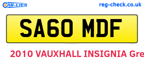 SA60MDF are the vehicle registration plates.