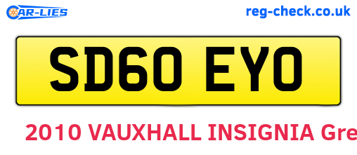 SD60EYO are the vehicle registration plates.