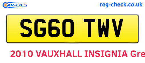 SG60TWV are the vehicle registration plates.