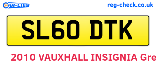 SL60DTK are the vehicle registration plates.