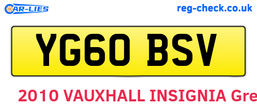 YG60BSV are the vehicle registration plates.