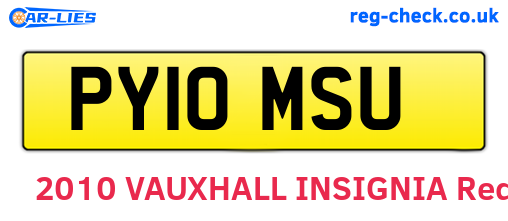 PY10MSU are the vehicle registration plates.