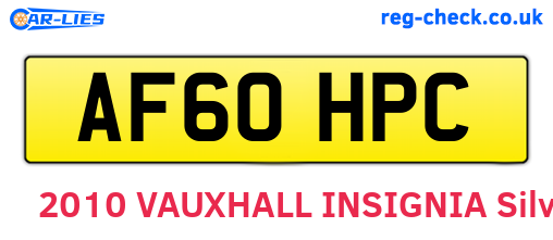 AF60HPC are the vehicle registration plates.