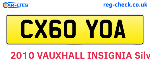 CX60YOA are the vehicle registration plates.