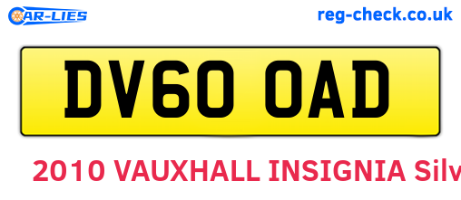 DV60OAD are the vehicle registration plates.