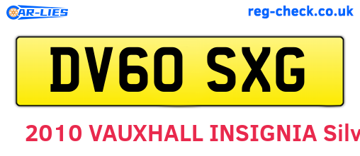 DV60SXG are the vehicle registration plates.