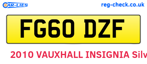 FG60DZF are the vehicle registration plates.