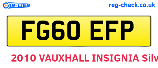 FG60EFP are the vehicle registration plates.
