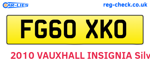 FG60XKO are the vehicle registration plates.