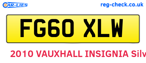 FG60XLW are the vehicle registration plates.