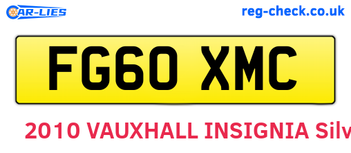 FG60XMC are the vehicle registration plates.