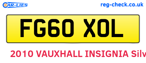 FG60XOL are the vehicle registration plates.
