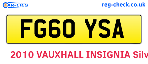 FG60YSA are the vehicle registration plates.