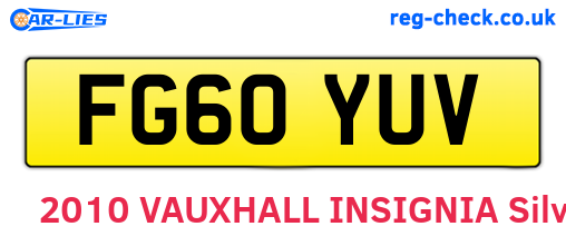 FG60YUV are the vehicle registration plates.
