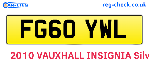 FG60YWL are the vehicle registration plates.