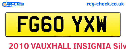 FG60YXW are the vehicle registration plates.