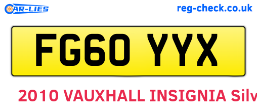 FG60YYX are the vehicle registration plates.