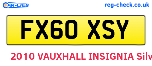 FX60XSY are the vehicle registration plates.
