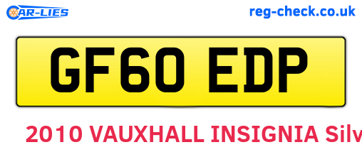 GF60EDP are the vehicle registration plates.