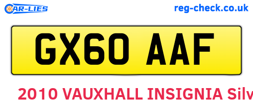 GX60AAF are the vehicle registration plates.