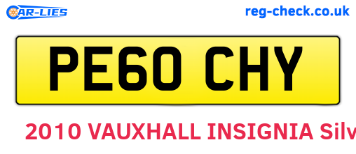 PE60CHY are the vehicle registration plates.