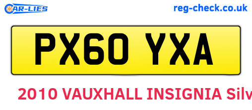 PX60YXA are the vehicle registration plates.