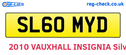 SL60MYD are the vehicle registration plates.