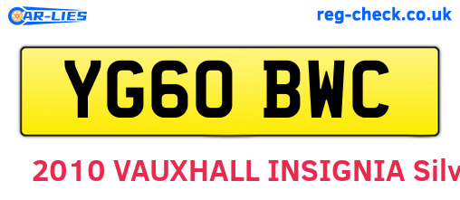 YG60BWC are the vehicle registration plates.