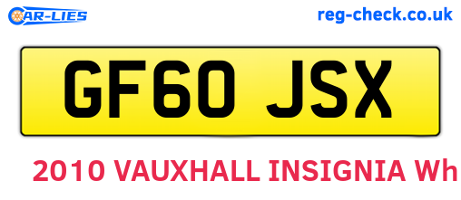 GF60JSX are the vehicle registration plates.
