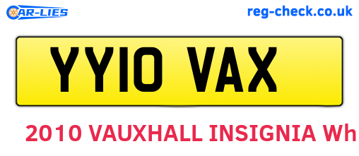 YY10VAX are the vehicle registration plates.
