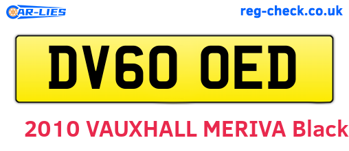 DV60OED are the vehicle registration plates.